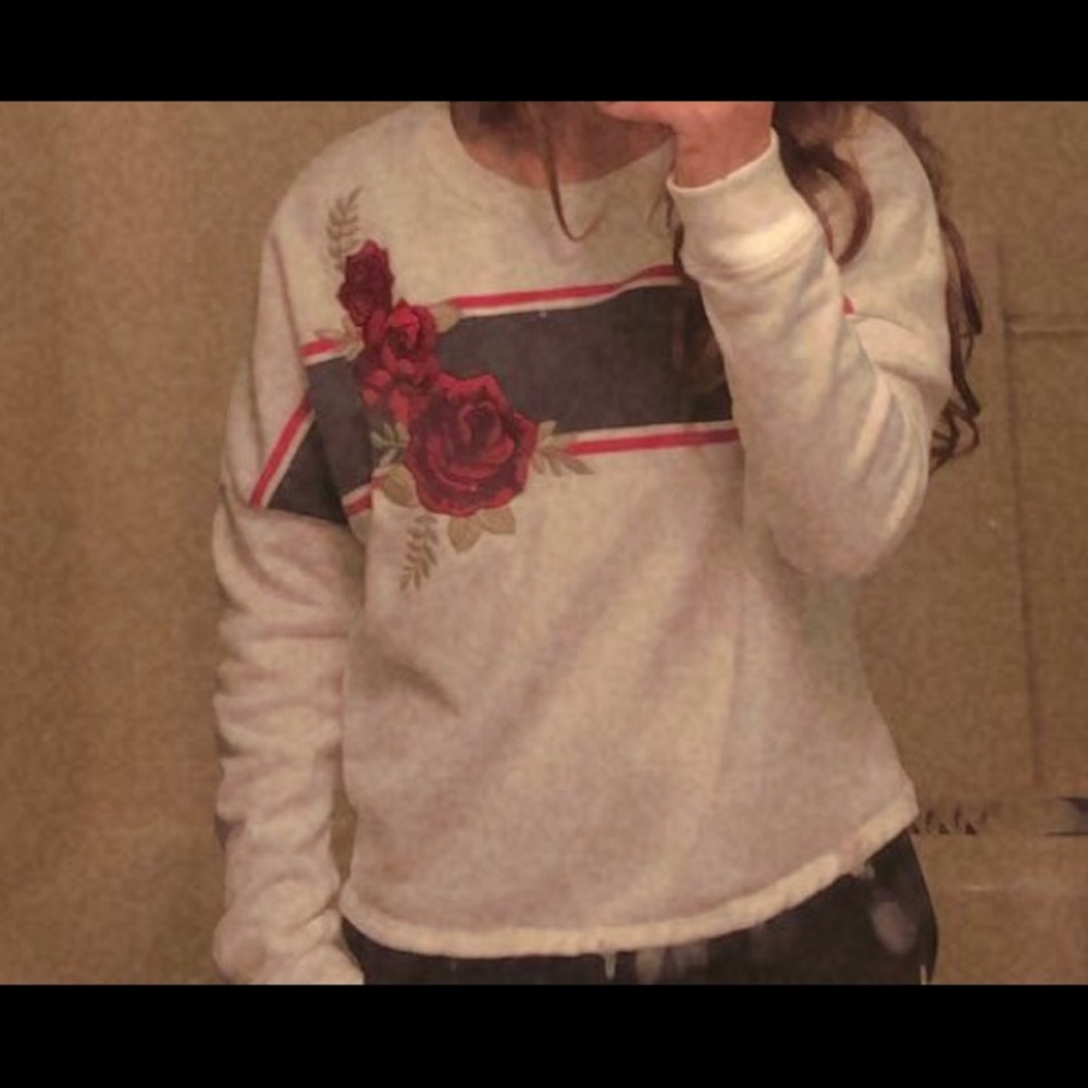 Hollister embroidered rose shirt